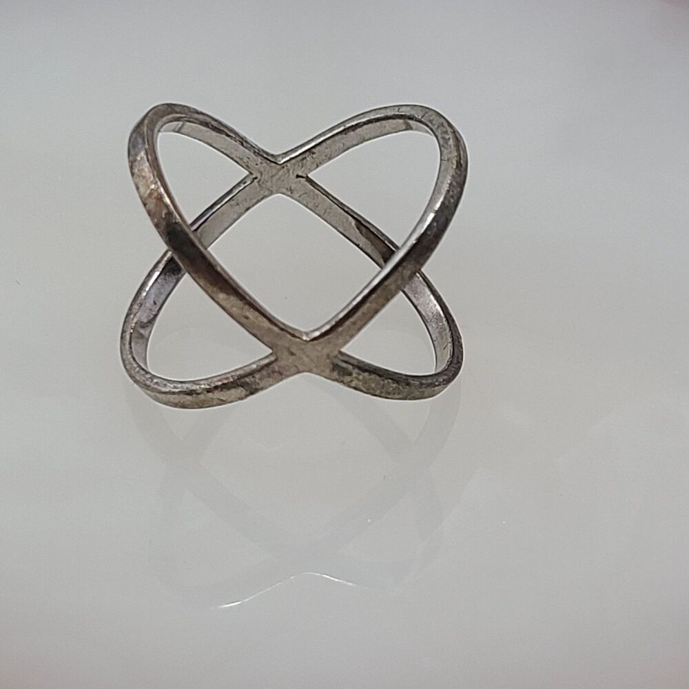 925 Sterling Silver Crisscross Ring Size 6 Dainty X Crossover Band Minimalist